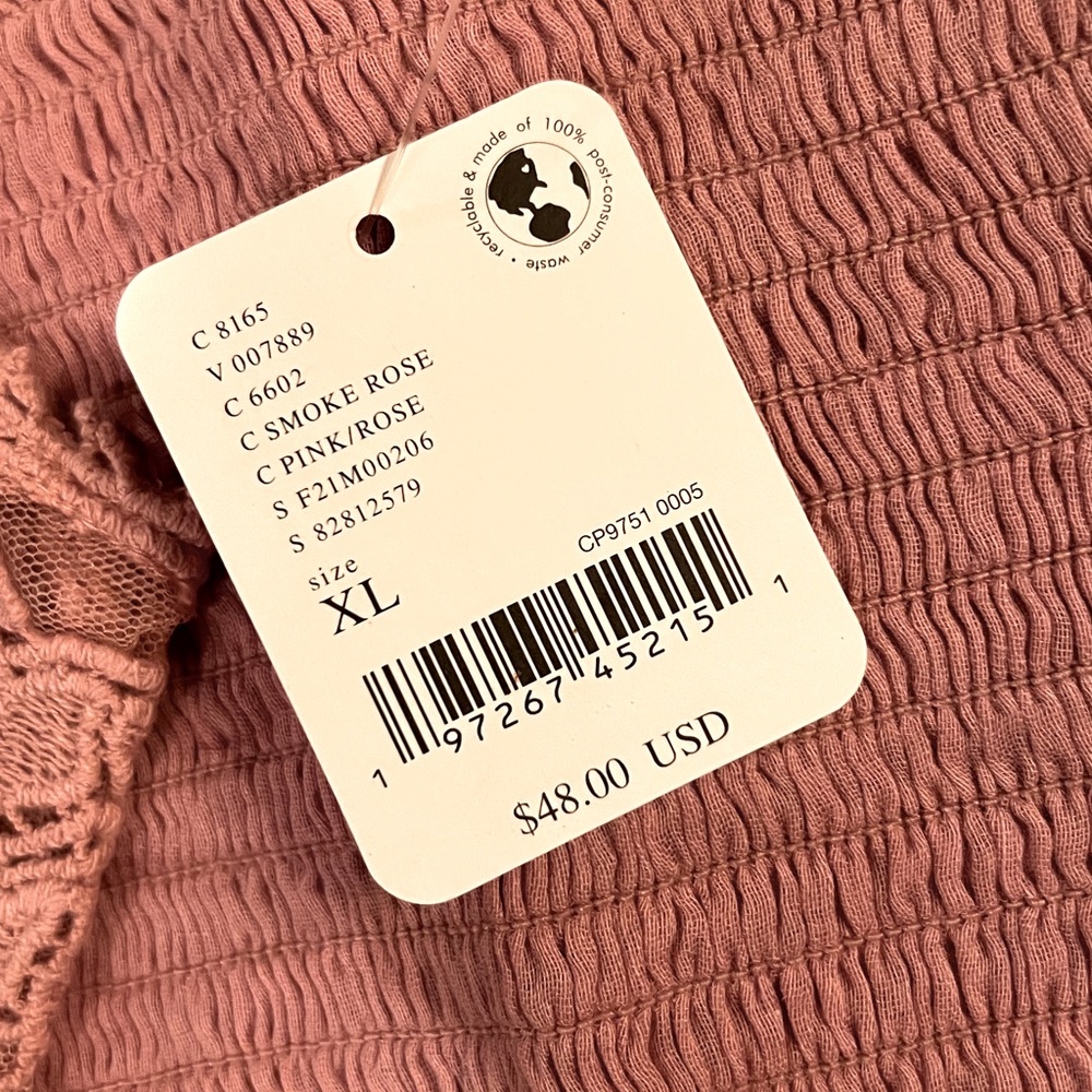 NWT- FP One ATHENA BRALETTE / XL SMOKED ROSE PINK adjustable straps, padded cups - Picture 5 of 6